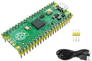 waveshare Pre-soldered Raspberry Pi Pico Microcontroller Development Board with Header,Based on RP2040 Chip, Flexible Clock Running up to 133 MHz,Dual-core Arm Cortex M0+ Processor