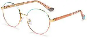 Dollger Blue Light Glasses for Woman Men Fashion Circle Round Pink Blue Frame Clear Fake Glasses