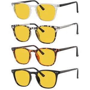 Eyekepper Multipack Amber tinted Blue Light Blocking Reading Glasses for Women Men Readers Computer Eyeglasses +1.25