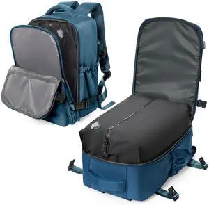 Vacuum Travel Backpack for Women, Personal Item Carry on Vacpack Backpacks Flight Approved 18x14x8 inches for Men,Laptop Waterproof Work Compression bags Casual Daypack,PeacockBlue