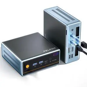 PELADN WO4 Mini PC,Ryzen 5 5500U (6C/12T up to 4.0Ghz),16GB DDR4/512GB NVMe SSD Mini Desktop Computer,Triple-Display,WiFi6/BT5.2/DP1.4/HDMI2.0/USB3.2 Mini Computer