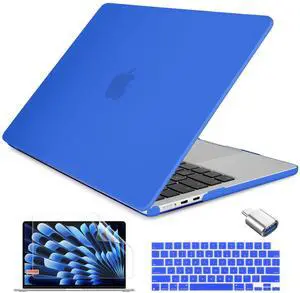 Batianda Compatible for M4 MacBook Air 15 inch Case 2025 2024 M3 2023 M2 Chip Model A3241/A3114/A2941, Hard Shell Case with Screen Protector Silicone Keyboard Cover, Klein Blue