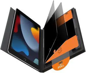 OMOTON 2 Pack Privacy Screen Protector for iPad 9th 8th 7th Generation (10.2 Inch, iPad 9/8/7, 2021/2020/2019), Anti-Spy Tempered Glass with Easy Installation Tray, Case Friendly/Apple Pencil Support