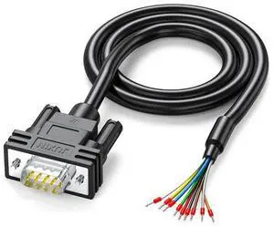 JUXINICE DB9 Male Connector RS232 Serial Extension Cable,D-SUB 9-Pin Male Adapter to Bare Wire, 9 Wire All Provided with Wiring Terminals-Black (DB9 5FT)
