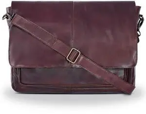 Oak Leathers Leather Messenger Bag for Men and Women - Laptop Briefcase Bag For College, Office, Adjustable Shoulder Strap (Walnut)