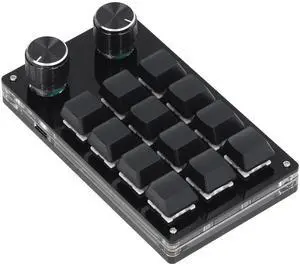 12 Keys Programmable Keypad, One Handed Macro Mechanical Keyboard, 2 Knobs Small OSU RGB Keyboard