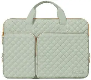 MOSISO 360 Protective Laptop Case 16 inch, 15-15.6 inch Laptop Sleeve Compatible with MacBook Pro 16 inch, HP Acer Dell Lenovo ASUS, Square Quilted Bag Cover with 2 Pockets&Handle&Belt, Sage Green