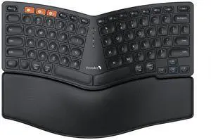 ProtoArc Bluetooth Ergonomic Keyboard, EK04 Mini Compact Wireless Ergo Keyboard with Palm Rest, Split Design, Natural Typing, Bluetooth and USB, Rechargeable, for Windows/Mac - Black