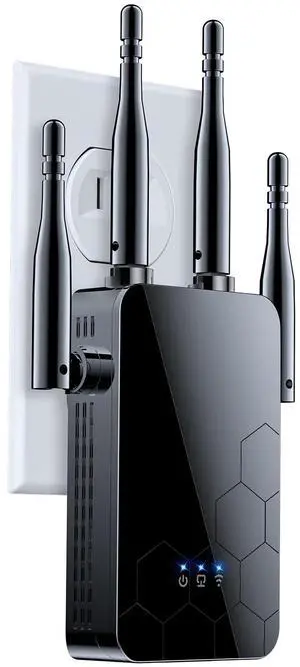 WiFi Extender Internet Booster, 10000 Sq.ft Long Range Repeater Wireless Routers Amplifier, 80% Faster | Broader Than Ever, Support More Network Devices at Home, 1 Tap Setup