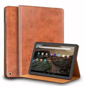 NANRUIL for Google Pixel Tablet Case 11/10.95 inch Genuine Leather Cover Protective Shell for 2023,Auto Wake/Sleep.Brown