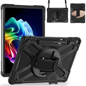 Rantice Case for Microsoft Surface Pro 12 Inch (2025), Heavy Rugged Shockproof Drop Protection Case with 360 Rotating Stand & Hand Strap & Shoulder Strap, Compatible with Type Cover Keyboard (Black)