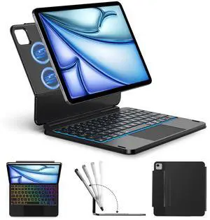 ORDA Keyboard Case for iPad Air 13-inch (M3 2025 / M2 2024) iPad Pro 12.9-inch (3rd/4th/5th/6th Gen),Magic Keyboard Easy-Set Floating Cantilever Magnetic Stand,Multi-Gesture Trackpad,7 Colors Backlit