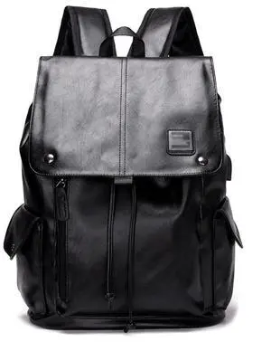 ROSTNK Leather Backpack for Men Black Laptop Computer Backpack Large Capacity Business Ladies Retro Leisure Travel Backpack (Backpack7)