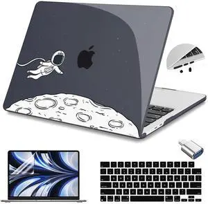Teryeefi for M4 MacBook Air 13.6 inch Case 2022 2023 2024 2025 Release M3 A3113 M2 A2681 with Touch ID, Design Hard Shell Case+Keyboard Cover+Screen Protector+Type C Adapter, Floating Astronaut