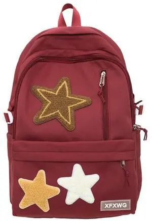 MININAI Y2k Backpack with Kawaii Pendant Aesthetic Star Backpack Cute Preppy Laptop Book Bag Back to College Supplie (Red,One Size)