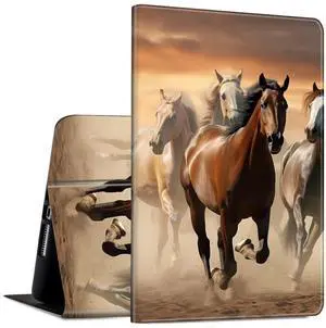 Case Fits All-New Amazon Kindle Fire HD 8 & 8 Plus Tablet(12th Generation/10th Generation, 2022/2020 Release) 8" Slim Lightweight PU Leather Smart Stand Cover Case with Auto Wake/Sleep,Running Horse