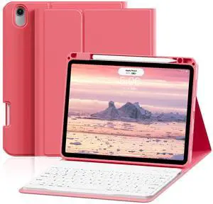 SQBEBS Case with Keyboard for iPad Air 11 inch M3/M2 (2025/2024), iPad Air 5th/4th Generation 10.9 inch (2022/2020), Detachable Bluetooth Keyboard, Stand Folio Cover with Pencil Holder, Pink