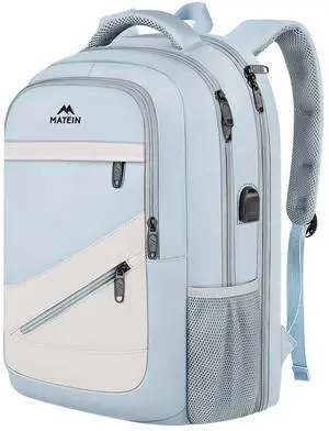 MATEIN 30 L Large Laptop Backpack, Stylish Lightweight Nursing Teacher Work Backpack with USB Charging Port, College Travel Comupter Bag Soft and Comfortable for Daily, Blue Beige