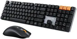 ProtoArc Mechanical Keyboard and Mouse, KM310 Wireless Rechargeable Aluminum Keyboard Mouse, 2.4G+Dual Bluetooth, Low Profile Keys, Red Switches, Multi-Device, for Windows/Mac - Space Gray