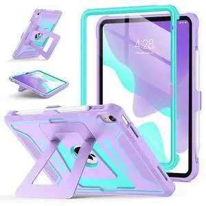 Soke Case for iPad (A16) 11th Generation 11-Inch 2025 /10th Generation 10.9-Inch 2022, with Screen Protector and Multi-Angle Kickstand, Rugged Full Body Heavy Duty Protective Cover - Purple Green