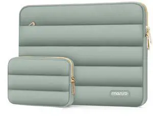 MOSISO 15-15.6 inch Laptop Case, 16 inch Puffy Laptop Sleeve Compatible with MacBook Pro 16, HP Dell ASUS Acer Toshiba Lenovo Notebook Computer, Polyester Horizontal Bag with Small Case, Antique Green