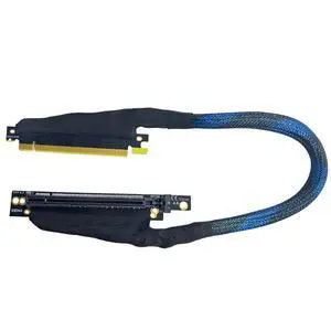JMT PCIE 4.0 X16 Extension Cable 32GBS GEN4 Braided Mesh Harness Riser for AI Server Graphics Card Bendable GPU Adapter (50cm,16AD4 Right-Right)