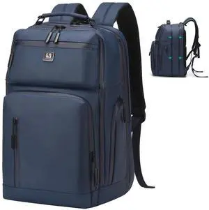 SUIKIHUM Expandable Business Backpack with 17" Laptop Compartment - Waterproof, Airline Approved, 33L-42L Capacity, for Work & Travel, Blue