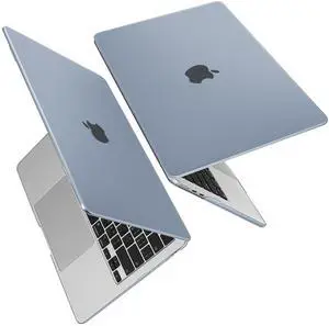 Mektron Case for MacBook Air 15.3 Inch Fits 2025 2024 2023 Release Model M4 A3241/ M3 A3114/ M2 A2941, Frosted Clear Laptop Hard Shell Cover with Keyboard+Webcam Cover+USB Adapter, Matte Blue Clear