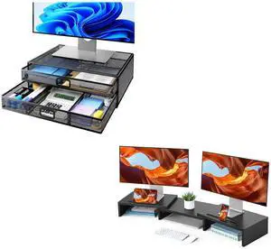HUANUO 2 Tier Monitor Stand, Dual Monitor Stand Riser for Desk