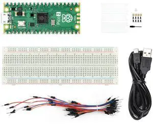 Waveshare Starter, Compatible with Raspberry Pi Pico 2 Microcontroller Board, Based On Official RP2350 Chip, Dual-Core & Dual-Architecture Design, 4 Items