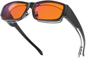 Goiteia Orange Blue Light Blocking Fit Over Glasses-Amber Blue Light Glasses Over Glasses for Better Sleep/Eyes Strain