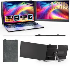 BOSII Laptop Screen Extender Portable - Ultra-Thin 14" FHD Dual Extended Monitor Display Travel Work for 14-17" Laptops Compatible with Windows/Mac