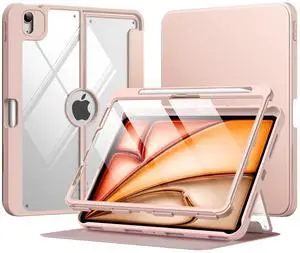 MoKo for iPad Air 11 Inch Case 7th/6th Generation M3/M2 2025/2024, iPad Air 5th/4th Gen Case 10.9 Inch 2022/2020 with Pencil Holder, Screen Protector, Lens Protector, Magnetic Multi Angle, Rose Gold
