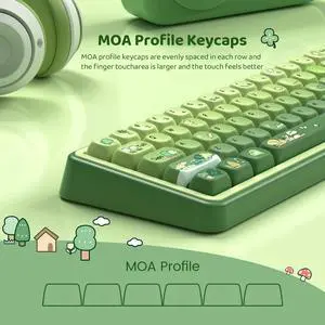 dagaladoo Matcha Green Frog Keycap Set, PBT Custom Keycaps 60% 75% 100%,dye Sublimation Keyboard Key caps,MOA Profile for Mechanical Keyboard, Compatible with ANSI/ISO,TKL, Full-Sized Layout