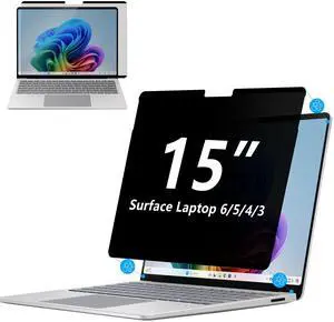 Megoo Privacy Screen Protector for Surface Laptop 6/5/4/3 15 Inch, Anti-Spy, Anti-Glare, Blue Light & UV Blocking, Magnetic Nano Technology, Removable Design