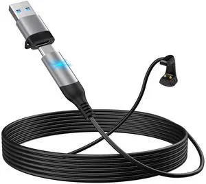 USB-C Charger for Ray-Ban Meta Wayfarer Smart Glasses, Magnetic Cable Compatible with RayBan Skyler Sunglasses, with LED Indicator and USB Adapter, 5ft