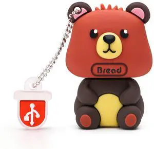 BORLTER CLAMP 32GB USB Stick Cute Flash Drive Bear Shaped Memory Stick Novelty USB Drive Pendrive Thumb Drive Gift for External Data Storage