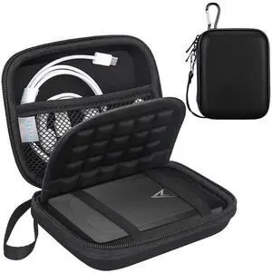 Lacdo Hard Drive Carrying Case for Aiolo Innovation External Hard Drive Ultra Slim 1TB 2TB 5TB 500GB USB 3.0 Portable HDD EVA Shockproof Travel Bag, Water Resistant, Black