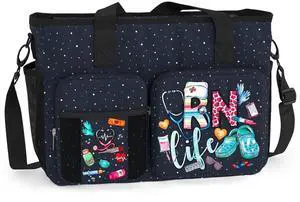 84hoods Shoulder Bag for Work. Waterproof Work Bag with Large Compartments, Padded Laptop Storage and Multiple Pockets. RN Gift for Registered Nurse. RN Life.