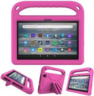 JGY Fire 7 2022 12th Gen Kids Case with Handle Stand - EVA Kid-Proof Rugged Shockproof Full Cover Case for Boy Girl Kids (Rose)