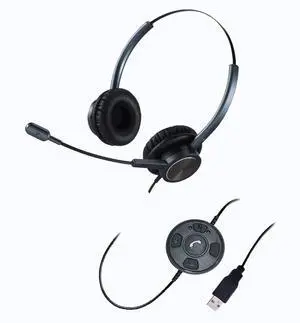 USB Headset with Noise Cancelling Microphone, Binaural PC Headset with Call Reminding and Busy Light Indicator for Home Office Business Softphone Skype, Pro Mic for Voice Recognition Dictation