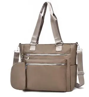 I IHAYNER Laptop Tote Bag for Women 15.6 Inch Waterproof Canvas Work Bag Business Briefcase Computer Bags for Travel with Coin Purse Camel