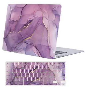 Laptop Hard Case Compatible with MacBook Pro 16 Inch Case 2020 2019 Release Model A2141 with Touch Bar Touch ID, Protective Plastic Hard Shell Cover Case & Keyboard Cover Skin, Purple Marble