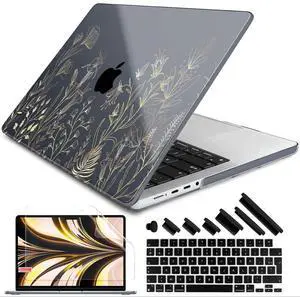 DONGKE for M4 MacBook Pro 14 inch Case 2024 2023 2021 A3112 A3401 A3185 M3 A2918 A2992 M2 A2779 M1 A2442 Pro Max with Retina XDR Display & Touch ID, Plastic Hard Shell Cover, Floral Blooming