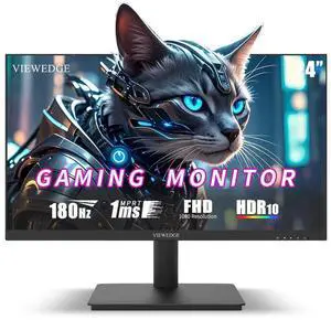 Viewedge Gaming Monitor 24 Inch 1080p 180Hz, VA 1ms FHD PC Computer Monitor with 100% sRGB, Bluelight Filter, 2 HDMI & 1 DP Port, Support Freesync and Wall Mounted