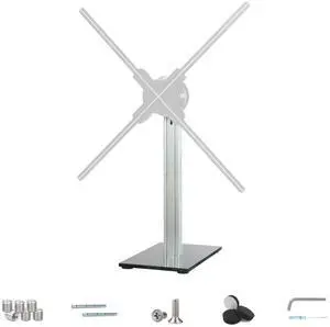 Missyou 3D Hologram Fan Desktop Stand with Tempered Glass Base and Aluminum Alloy Frame, Suitable for 3D Hologram Fans Up to 27.5 Inches, Heavy Duty Display Holder for Home Office Exhibition