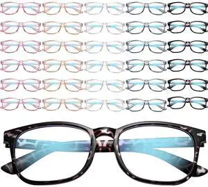 Kingdder 30 Pack Blue Light Blocking Glasses Bulk for Women Men Square UV Glare Protection for Computer TV Phones Gaming(Multicolor)