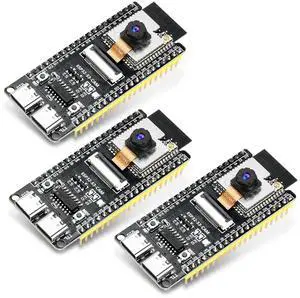 FORIOT 3Pcs ESP32-S3-CAM Development Board with OV2640 Camera, ESP32-S3-WROOM N16R8 Module with Dual Type-C Interface Support Wi-Fi and Bluetooth MCU Microcontroller for IoT, DIY and AI Project