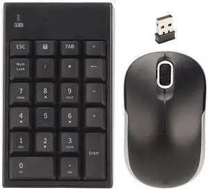 Numeric Keypad Mouse Combo, 2.4GHz Wireless Number Pad and Mouse ABS Material 22 Keys Ultra Slim USB Numeric Keypad and Mouse Combo for Laptop Desktop, PC, Pro,Notebook (Black)