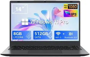 Zrasu Laptop, N4020 Processor Laptop Computer with 8GB RAM, 512GB SSD, 14 inch FHD IPS Display, Dual-Band WiFi 5, BT 5.0, Gigabit Ethernet, Laptops for Student Home